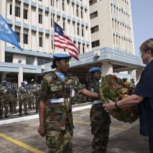 Marking the International Day of United Nations Peacekeepers in Monrovia, Liberia.