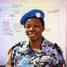 A police officer from Côte d'Ivoire serving with UN police in Fort-Liberté, Haiti.